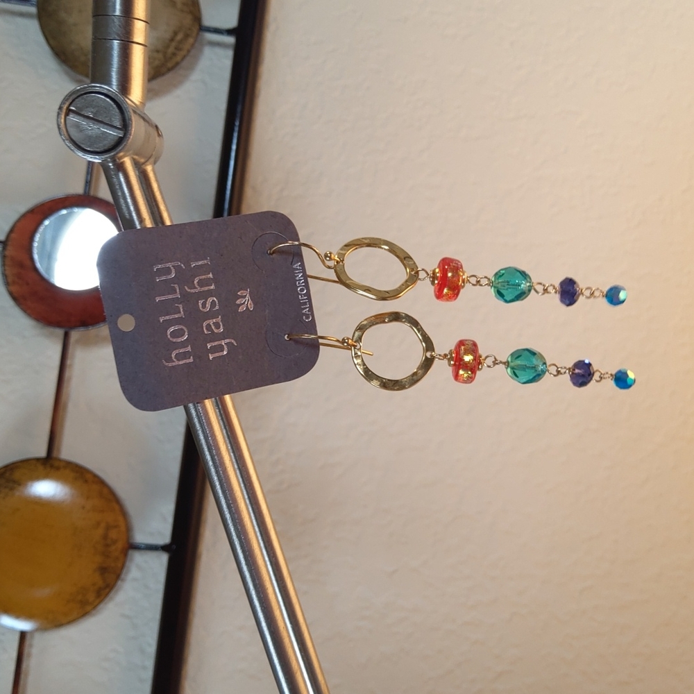 HOLLY YASHSI earrings Gold tone multicolored beads